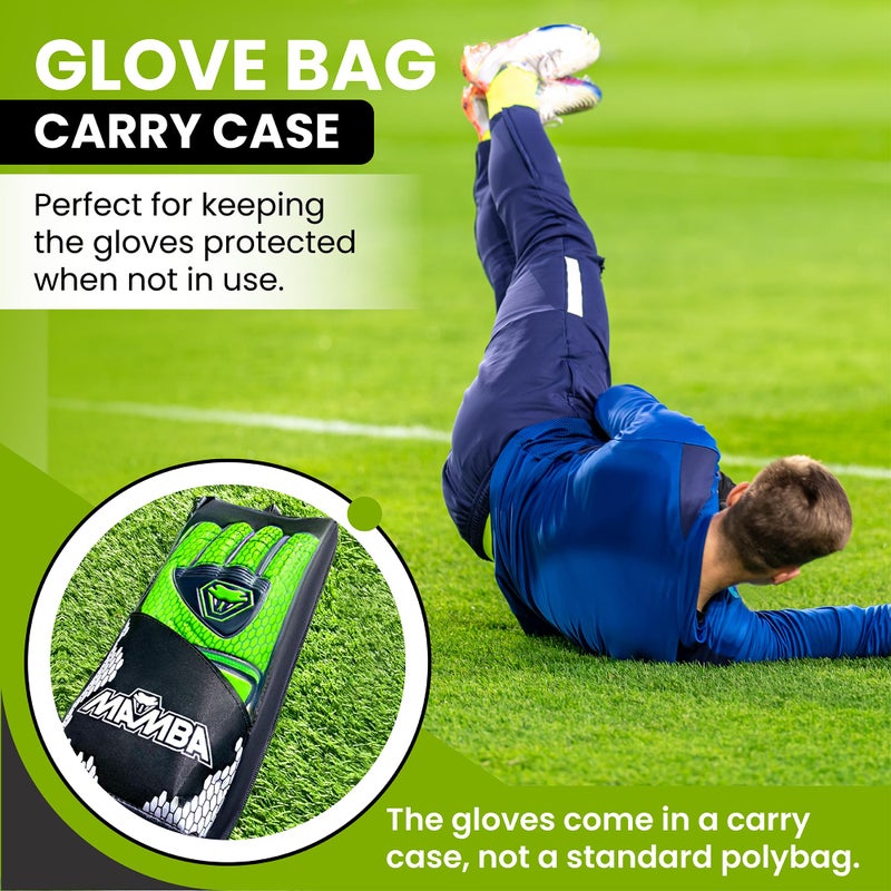 Mamba قفازات حارس مرمى MAMBA للشباب والبالغين - جودة ممتازة من اللاتكس في الكف والظهر؛ حماية لعمود الأصابع وسوار مزدوج. - Image 5